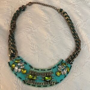 Handmade Green and Gold Statement Necklace
